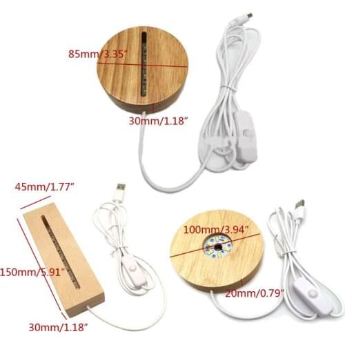 Resin Art Wood LED Light Dispaly Base Crystal Glass Art Ornament LED Night Lamp