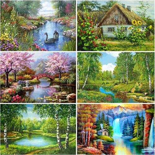 DIY Waterfall 5D Diamond Painting Full Square Drill Landscape Diamond Embroidery Cross Stitch Kits Wall Art Home Decor Gift