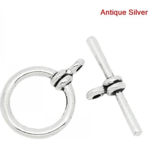 DoreenBeads Toggle Clasps Round Silver Color 21x16mm 24x8mm,30Sets