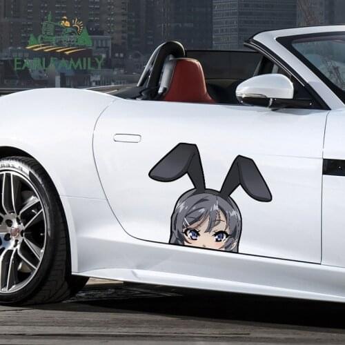 EARLFAMILY 43cm x 38.3cm For Bunny Girl Fnny Car Stickers Waterproof Decal Vinyl Material Car Wrap Decals Personality Decor