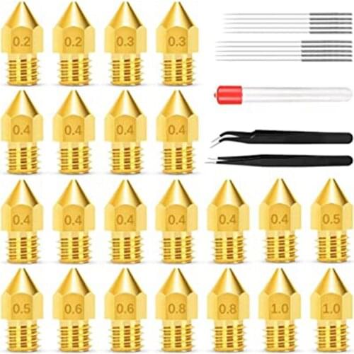 22Pcs/Lot Printer Extruder Brass Nozzle Face Lettering 3D Printer Precision Technology Applicability And Compatibility Nozzle