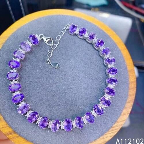 KJJEAXCMY fine jewelry 925 sterling silver inlaid natural amethyst luxury girl new hand bracelet Chinese style