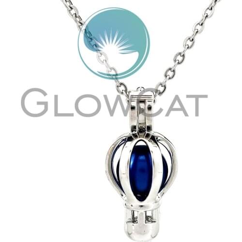 KK964 Hot Air Balloon Beads Cage Locket Pendant Perfume Diffuser Pearl Cage Necklace