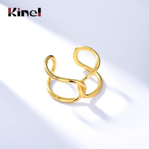 Kinel European and American Fashion 18K Real Gold Plated Rings for Women Wedding Silver 925 Jewelry Free Delivery