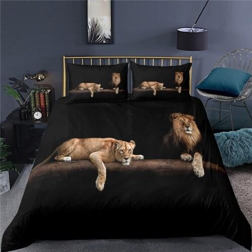 Luxury 3D Animal Tiger Lion Print Home Living Comfortable Duvet Cover Set Pillowcase Bedding Set Queen and King EU/US/AU/UK Size