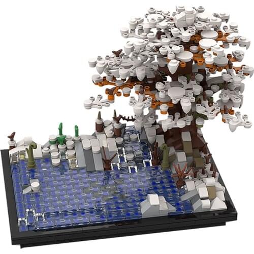 MOC Christmas Series Winter Village Scenery Holiday Town Villa Garden Building Blocks DIY Assemble Architecture Toy For Children