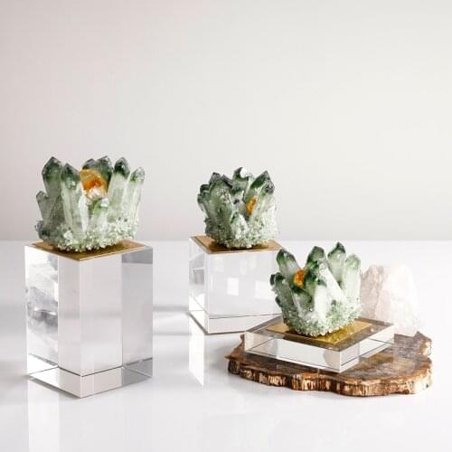 Creative Natural Green Fluorite Stone Ornament Modern Home Living Room Bedroom Office Hotel New House Crystal Art Decorative