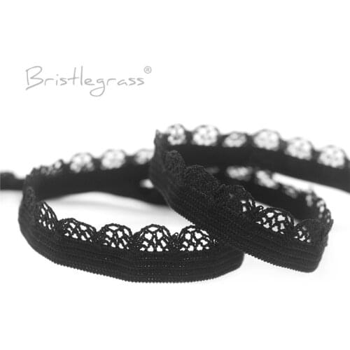 BRISTLEGRASS 5 Yard 3/8" 10mm Picot Loop Decorative Frilly Lace Trim Elastics Spandex Band Underwear Lingerie Dress Sewing Craft
