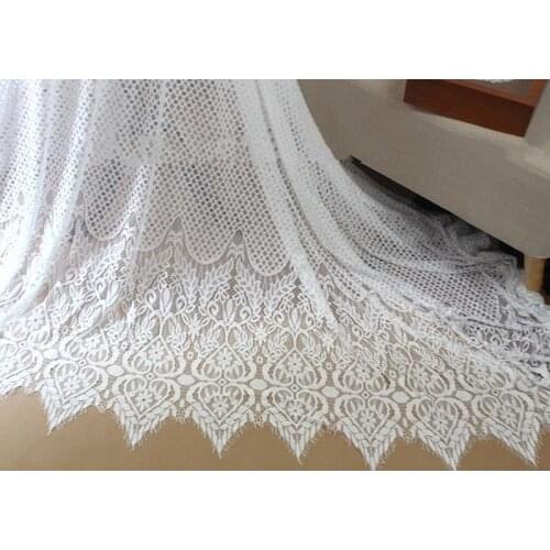 GLace 3M/Lot 100% Polyester Two Color Hollow Embroidery Eyelash Lace Fabric Accessories Clothing Fabric for Dress TX612