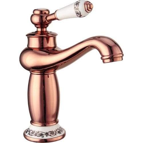 Basin Faucet Brass Sink Mixer Tap Bathroom Hot & Cold Faucet Single Handle Ceramic Base Bathroom Crane Lavatory Tap Gold/Chrome