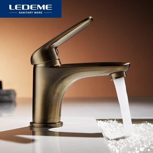 LEDEME Basin Faucets Plating bronze Tap Mixer Finish Brass Traditional Stylish Sink Water Modern Waterfall Faucets L1048C