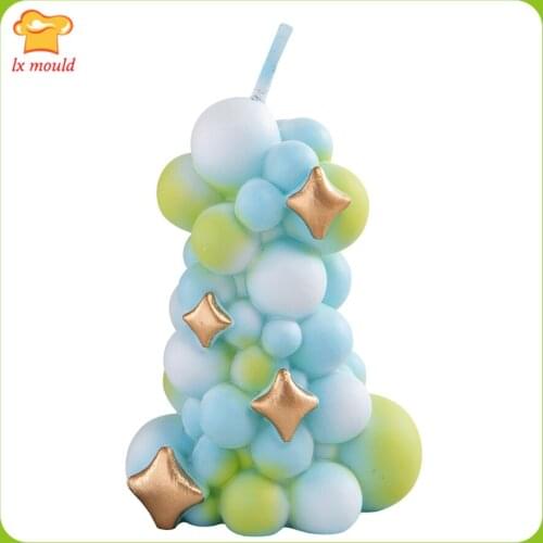 LXYY MOULD magic color balloon column silicone mold birthday cake decoration small candle mould