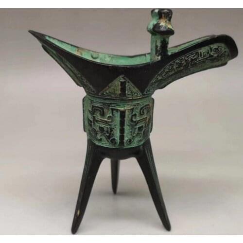 Copper Statue Factory direct sale antique collection Warring States Han Dynasty wine cup imitation bronze ware Jue cup triangle