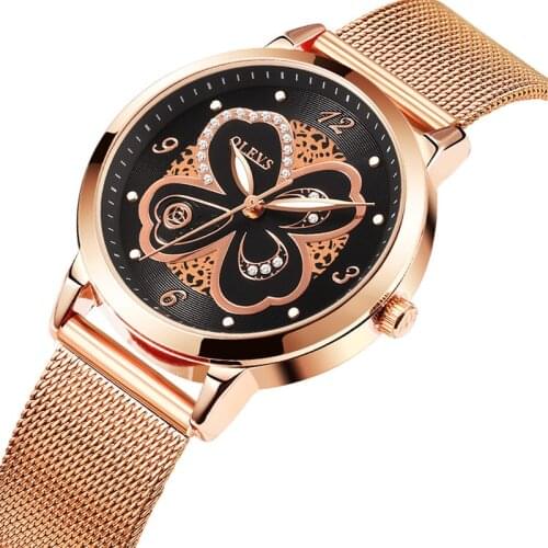 Fashion Steel Strip Female Quartz Watchs Elegant Four Leaf Grass Ultra Thin Quartz Womens Watch for Lady 5188