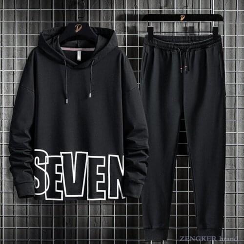 Mens spring autumn hooded sweater trousers suit plus size tide letter sports leisure two-piece suit 8XL 7XL 6XL jump suit men
