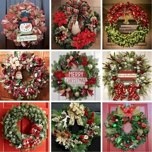 GATYZTORY Christmas Wreath Landscape Painting By Numbers Kits For Adults Children 40x50 Framed On Canvas Acrylic Paint Draw Artc