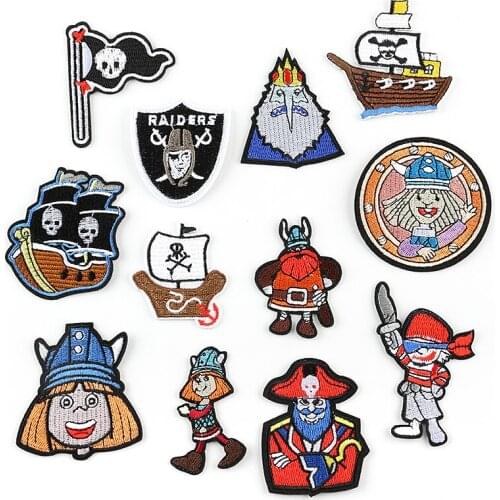 DIY Sewing Patch Shirts Trousers Holes Embroidery Cartoon Pirate Skull Ship Jeans Decoration Iron-on Paste Patches