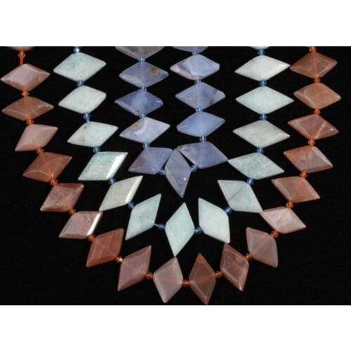 Natural Sunstones Slab Double Point Beads Pendant Strand,Horse Eye Stone Slice Point Beads Necklace Charms DIY SY-665AMEJ