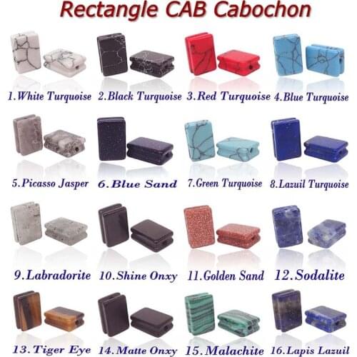 Natural Cabochon Stone Rectangle Onxy Turquoises Gold Sand Malachite Beads DIY Brand Bracelet Semi Precious Jewelry Accessories