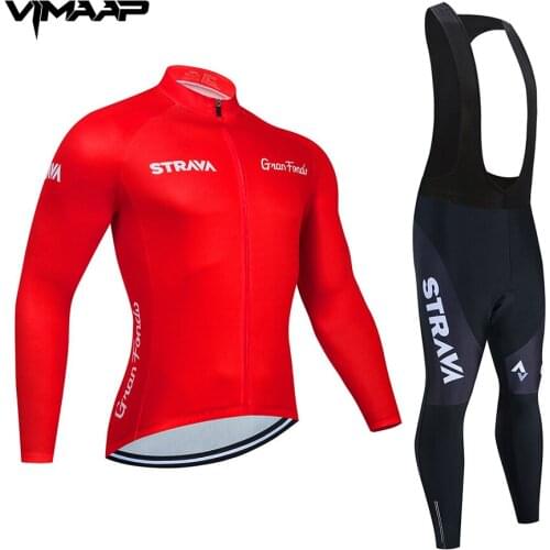 2022 New 2022 STRAVA Pro Team Long Sleeve Cycling Jersey Set Bib Pants Ropa Ciclismo Bicycle Clothing MTB Bike Jersey Uniform M