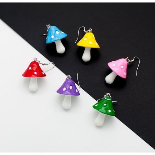 New Fashion Women Sweet Fresh Handmade Mushroom Pendant Earrings Womens Party Long Earring Accessories Girl Jewelry Gift