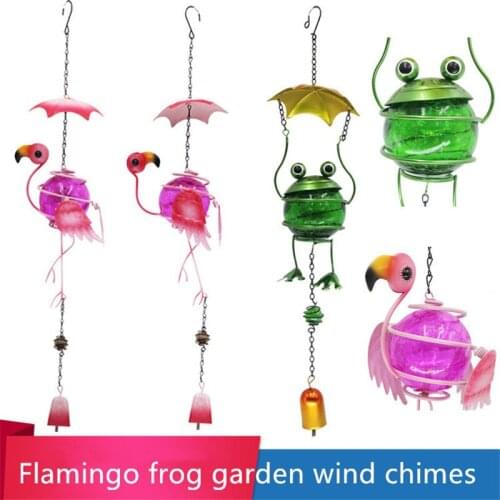 The New Flamingo Wind Chime Three-Dimensional 3D Glass Ball Frog Animal Modeling Handicraft Ornaments Creative Garden Pendants