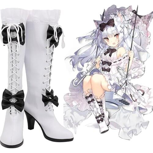 Yukikaze Shoes Cosplay Azur Lane Yukikaze Cosplay Boots Customized White Shoes for Unisex