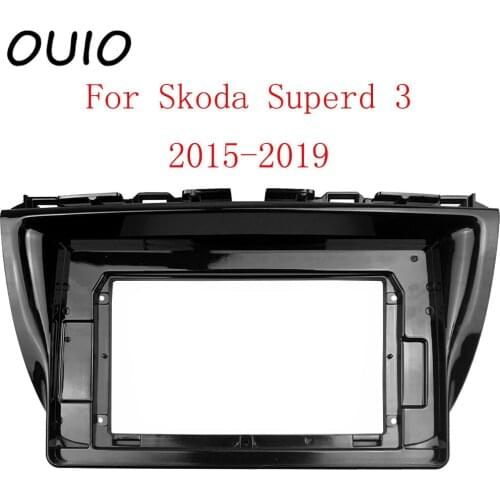 OUIO 10.1 inch car dashboard Double Din DVD frame decoration kit dashboard panel suitable for Skoda Superd 3 2015-2019 frame