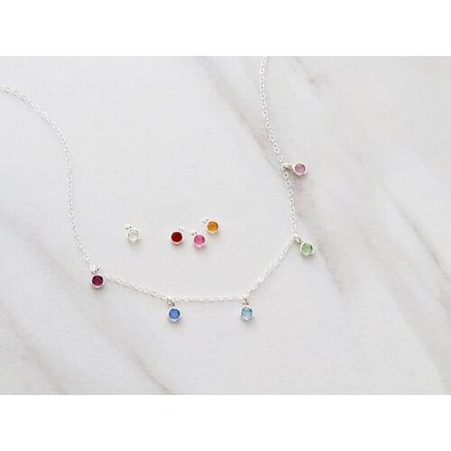 Mothers Day Necklace Gift Custom Dainty Birthstone Stainless Steel Necklace ELANUOYY