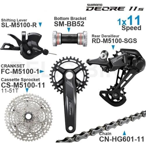 SHIMANO DEORE M5100 11v Groupset Shifter M5120Rear Derailleur SHADOW RD 1x11-speed Cassette Chain Original parts for MTB bike