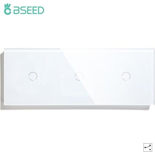 BSEED Triple Touch Light switch EU Wall Switches 3/6/9Gang 1/2Way Crystal Tempered Glass Blue Backlight 240V LED Lamp Switch