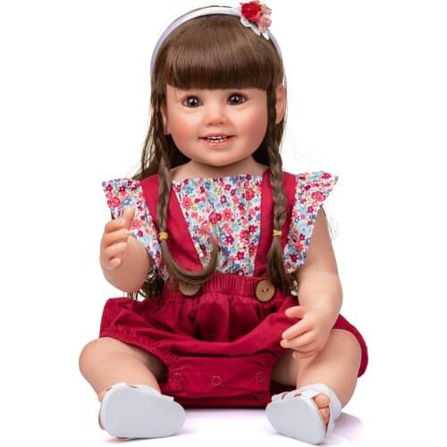 22 INCH Full vinyl silicone reborn baby doll sweet girl Cammi reborn toddler lifelike can bathe children gift