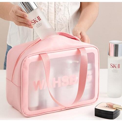 Transparent PU Large Capacity Bags Frosted Waterproof 3 Colors Cosmetic Bags Toiletries Storage Organizer Lady Make Up Wash Bags