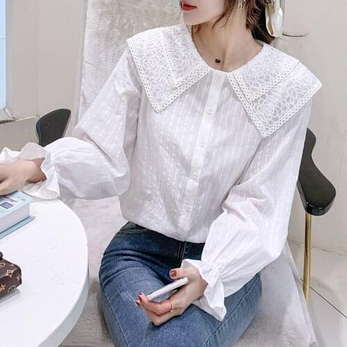 Chiffon shirt womens long-sleeved 2021 autumn new style Korean loose French top chic shirt blouse tide