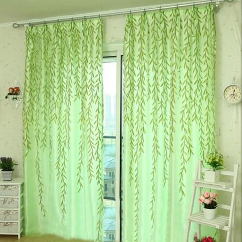 Chic Room Window Voile Curtain Leaves Printed Sheer Panel Drapes Scarfs Tulle 1PCS/Lot