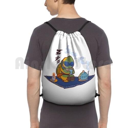 Sleepy Backpack Drawstring Bag Riding Climbing Gym Bag Leonardo Leo Cute Chibi Sleepy Tea Asian Candle Sleep Band Leonardo
