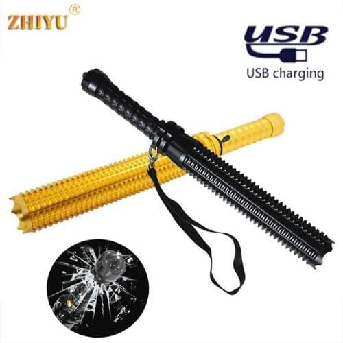 Tactical Flashlight Telescopic Baton Self Defense Torch Powerful XML Q5 Zoomable LED Lantern Portable Rechargeable Lamp