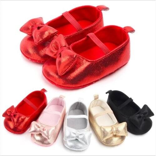 New Baby PU Shoes lovely Bowknot Infants First Walkers Shoes Anti-Slip Soft Sole Toddlers Girls Princess Shoes