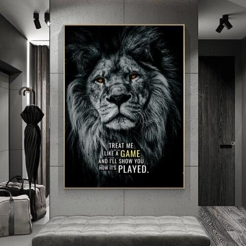 Lion Inspirational Quotes Lion Animals Canvas Painting Posters and Print Cuadro Wall Art for Living Room Home Decor