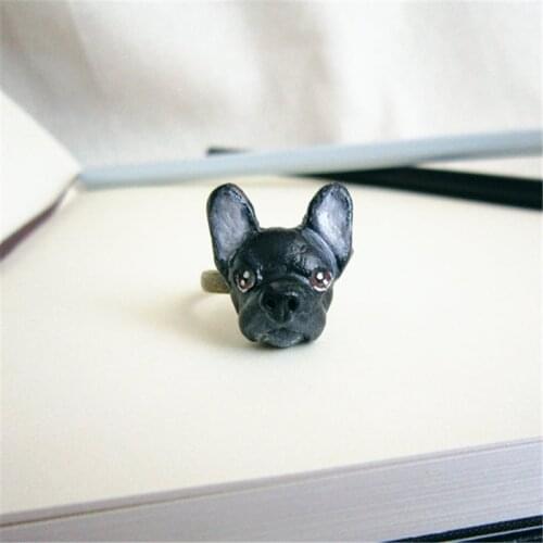 Vintage Adjustable French Bulldog Rings High Quality Brand Designer Men Rings Women French Bulldog Jewelry
