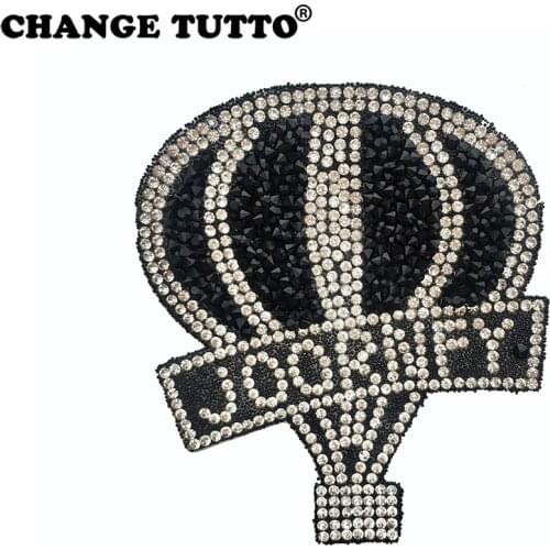 Hot Air Balloon Applique Rhinestone Diamond Patch for clothing Iron On Patch Paste For Clothes Bag Pant shoes