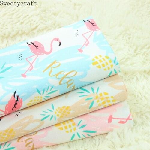 110x45cm High Quality Thick Cotton Linen Fabrics By Yard Flamingo Printed DIY Sewing Bag table cloth curtain Party Home Decor