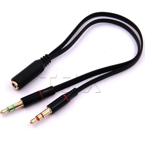 High quality Stereo Audio Male to 2 Female 3.5mm Headset Mic Y Splitter Cable Adapter for iPhone for HTC