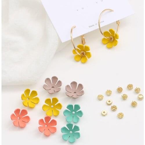 South Korea wind alloy colored flower diy hand-crafted earrings earrings jewelry accessories pendant