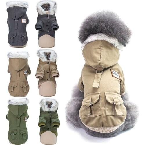 Winter Dog Clothes For Small Dogs S-XXL Puppy Pet Dog Hooded Coat Jacket Warm Fleece Chihuahua French Bulldog Clothing Overalls