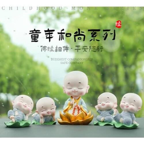 ZOCDOU 1 Piece Four Cute Little Monks Small Statue Little Figurine Crafts Figure Ornament Miniatures