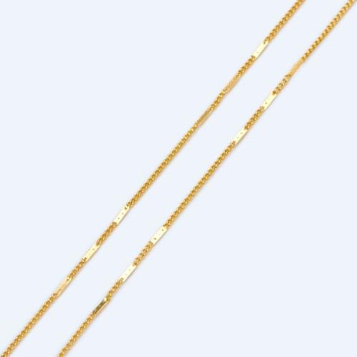 Gold Flat Circle Chains 1mm, Tiny Curb Chains, 18K Gold plated Brass, Dainty Necklace Findings (#LK-433)/ 1 Meter=3.3 ft