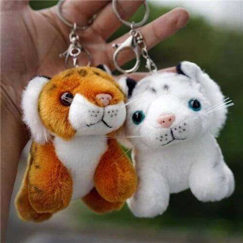 1pc10cm Kawaii Animal Tiger Stuffed Pendant Baby Tiger Plush Toy Key Chain Bag Hanging Decoration Keyring Doll For Kids Gifts