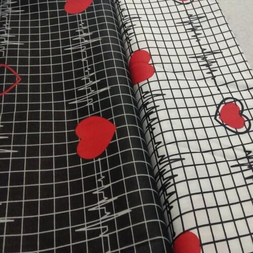 100% Cotton viaPhil Brand Black White Red Heat Electrocardiogramd Printed Fabric Patchwork Cloth Dress Home Decor