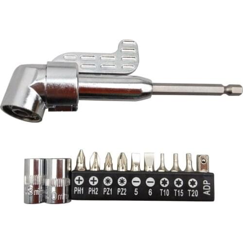 13pcs 1/4" Socket 105 Degree Magnetic Angle Driver Adapter Screwdriver Bits Power Drill Driver Extension 360 Degree Adjustable